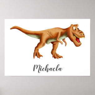Poster Dinosaure T-Rex Brown avec chambre pour enfant