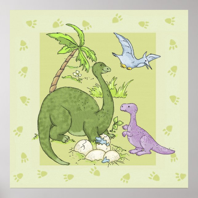 Poster Dinosaures amicaux (Devant)