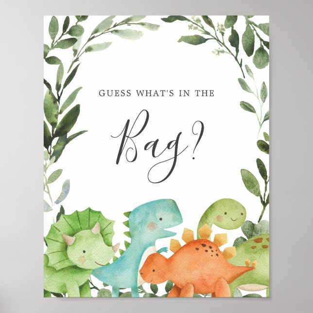 Poster Dinosaures Baby shower Devinez ce qu'il y a dans l (Devant)