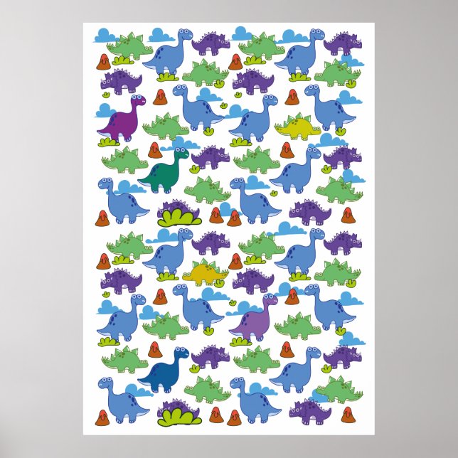 Poster Dinosaures caricaturaux (Devant)