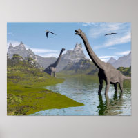 dinosaures de Brachiosaurus dans l'eau - rendu 3D