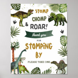 Poster Dinosaures Jurassique Anniversaire Fête Merci Favo