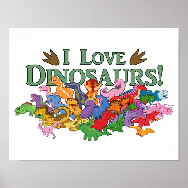 Poster Dinosaures mignons et colorés (Devant)
