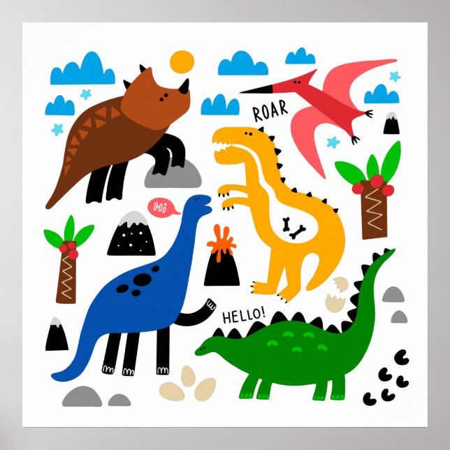 Poster Dinosaures motif transparent (Devant)