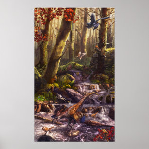 Poster Dinosaures plumes de la Chine crétacée