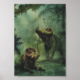 Poster Dinosaures vintages, Centrosaurus dans la jungle