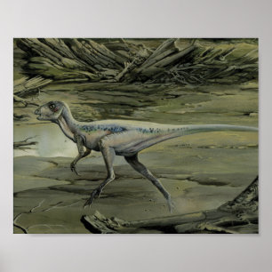 Poster Dinosaures vintages, Hypsilophodon crétacé