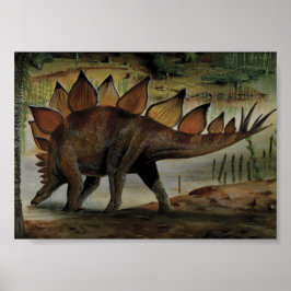 Poster Dinosaures vintages, Stegosaurus, Queue avec Spike