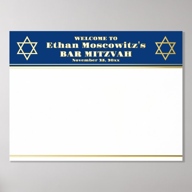 Poster d'inscription Marine, Gold FOIL Bar Mitzvah (Recto)