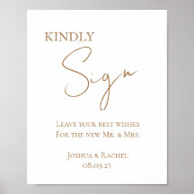 Poster d'inscription minimaliste or pour Mariage I