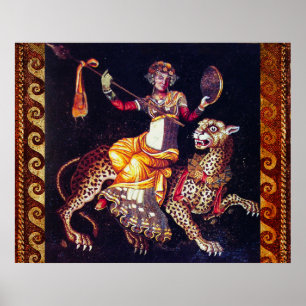 Poster DIONYSOS AVEC UNE LANCE CHEVAUCHANT UN LÉOPARD Mos