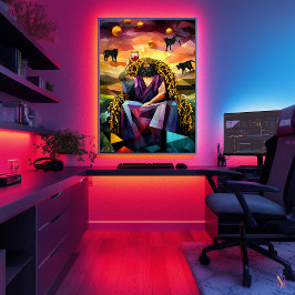 Poster Dionysos - Légende minimaliste cubiste - Dieu du v