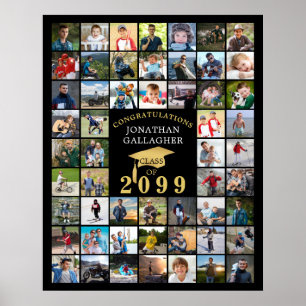 Poster Diplôme 55 Collage de photos Cap noir or