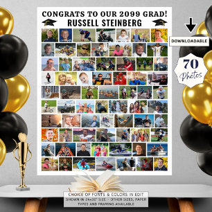 Poster Diplôme 70 Collage Photo Simple Personnalisé