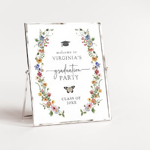 Poster Diplômé aux fleurs sauvages colorées