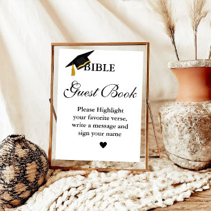 Poster Diplôme Bible Guest Book Signé, Graduation Party