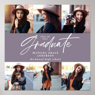 Poster Diplôme cadeau multi photo moderne élégant violet