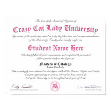 Diplôme CCLU - Sceau rose - Portrait de chat