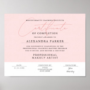 Poster Diplôme de Féminin Rose Pâle et Blanc