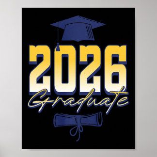 Poster Diplôme de fin d'études 2026 Casquette de graduati