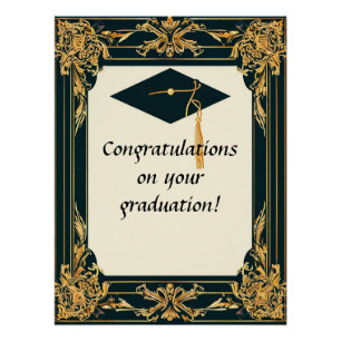 Poster Diplôme de fin d'études élégant avec chapeau de di
