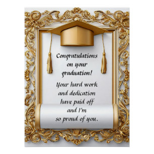 Poster Diplôme de fin d'études élégant avec chapeau de di