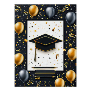 Poster Diplôme de fin d'études élégant avec toque