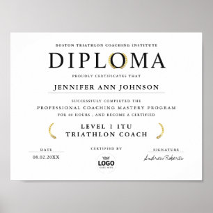 Poster Diplôme de fin d'études simple noir et blanc avec