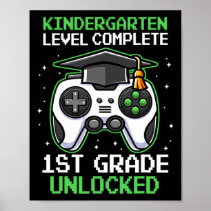Poster Diplômé de maternelle 1re année débloquée Gamer B