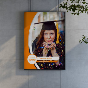 Poster Diplôme de photo de cadre courbe orange