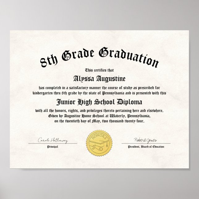 Poster Diplôme d'études à domicile de 5e année (Devant)