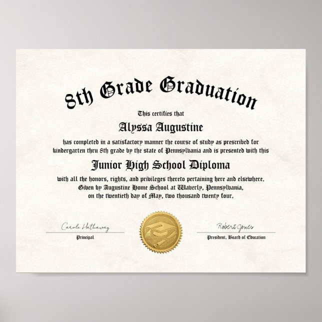 Poster Diplôme d'études à domicile de 5e année de 8e anné (Devant)