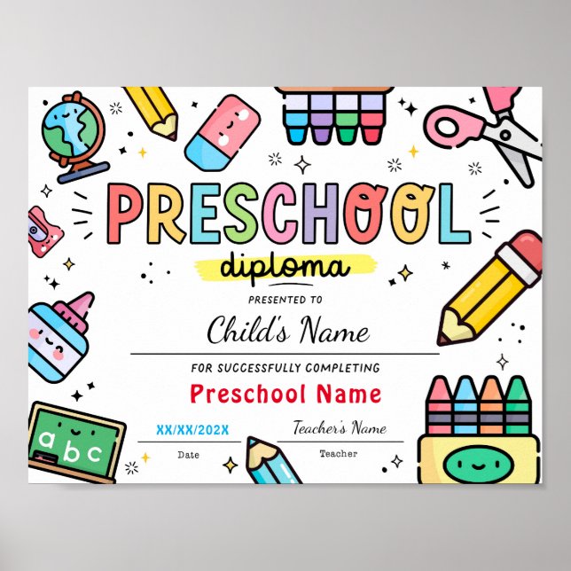 Poster Diplôme d'études préscolaires (Devant)