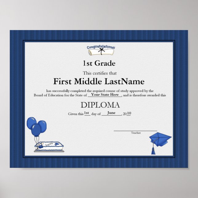 Poster Diplôme d'études supérieures bleu à domicile (Devant)