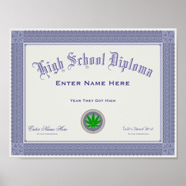 Poster Diplôme Funny High School (Devant)