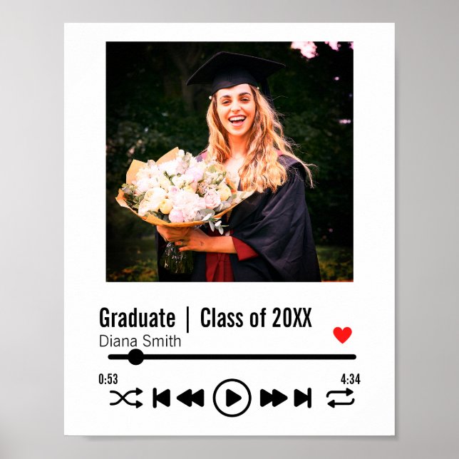 Poster Diplôme personnalisé Photo Chanson Playlist (Devant)