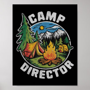 Poster Directeur de camp rétro Camping Camp d'été Drôle d