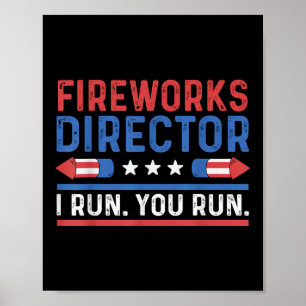 Poster Directeur de feux d'artifice amusant du 4 juillet 