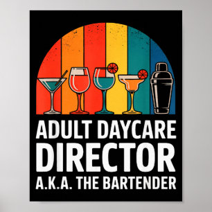 Poster Directeur de garderie pour adultes drôle alias l'h