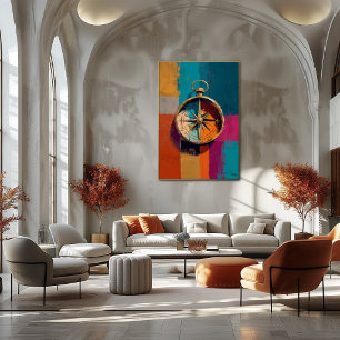 Poster Direction de la peinture de boussole impressionnis