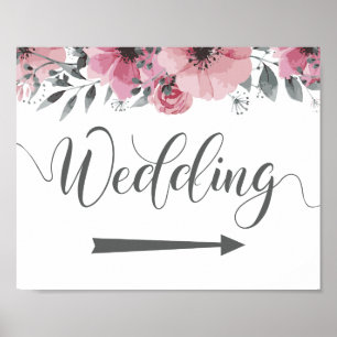 Poster Direction mariage Signer Flèche droite