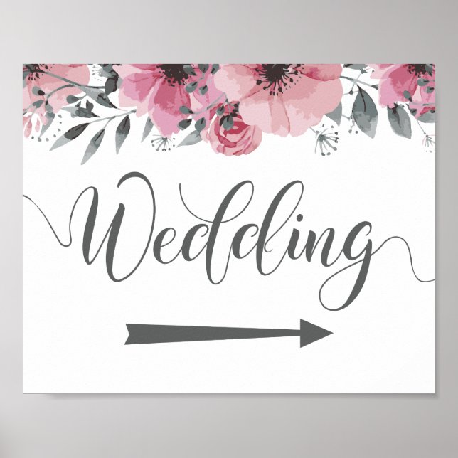 Poster Direction mariage Signer Flèche droite (Devant)