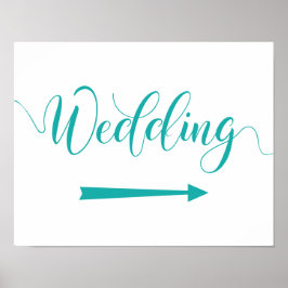Poster Direction Mariage Turquoise Signer Flèche droite