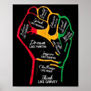 Poster Dirigeants Noirs Inspirants Poing Puissant Main Mo