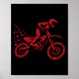 Poster Dirt Bike Heart Biker Boys Womens Mens Valentine D