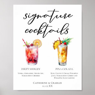 Poster Dirty Shirley Piña Colada Signature Cocktails Menu