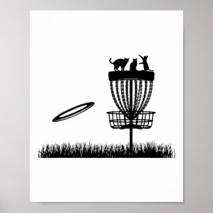 Poster Disc Golf Sket avec des chats - Disc Golfeur Drôle