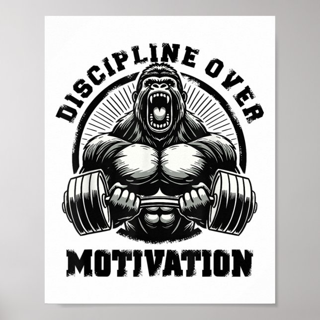 Poster Discipline Over Motivation Weightlift Gym Quotes G (Devant)