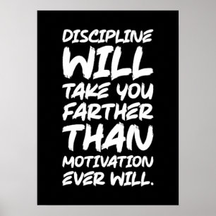 Poster Discipline vs Motivation, Gymnase, Hustle, Succès