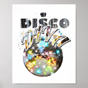 Poster Disco Ball Disco Diva Queen - les années 70 Retro 